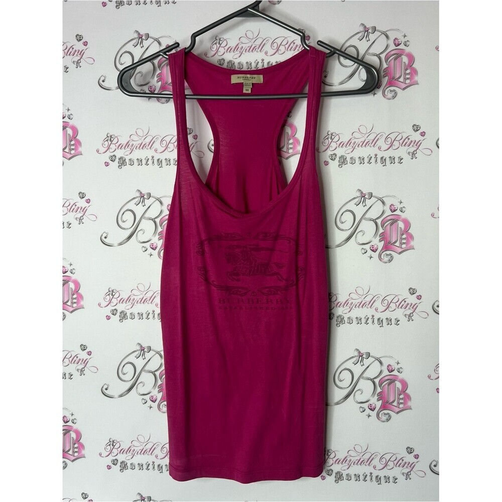 Burberry tank top pink logo classic Magenta Racerback Tank with Center Logo